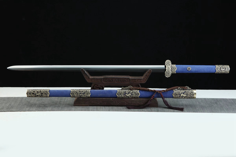 三色铜“青龙刀盘”武士刀（黑檀