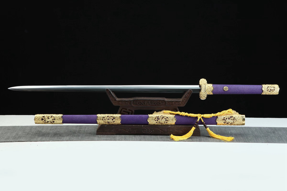三色铜“青龙刀盘”武士刀（黑檀