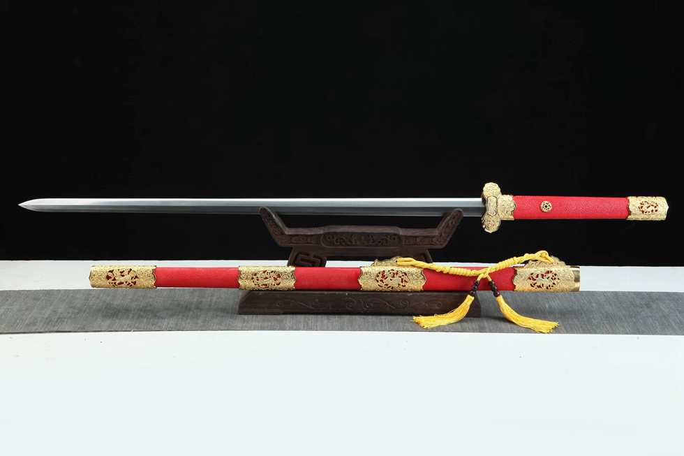三色铜“青龙刀盘”武士刀（黑檀