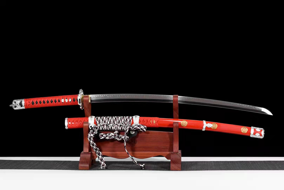 三色铜“青龙刀盘”武士刀（黑檀