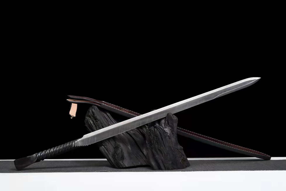 三色铜“青龙刀盘”武士刀（黑檀