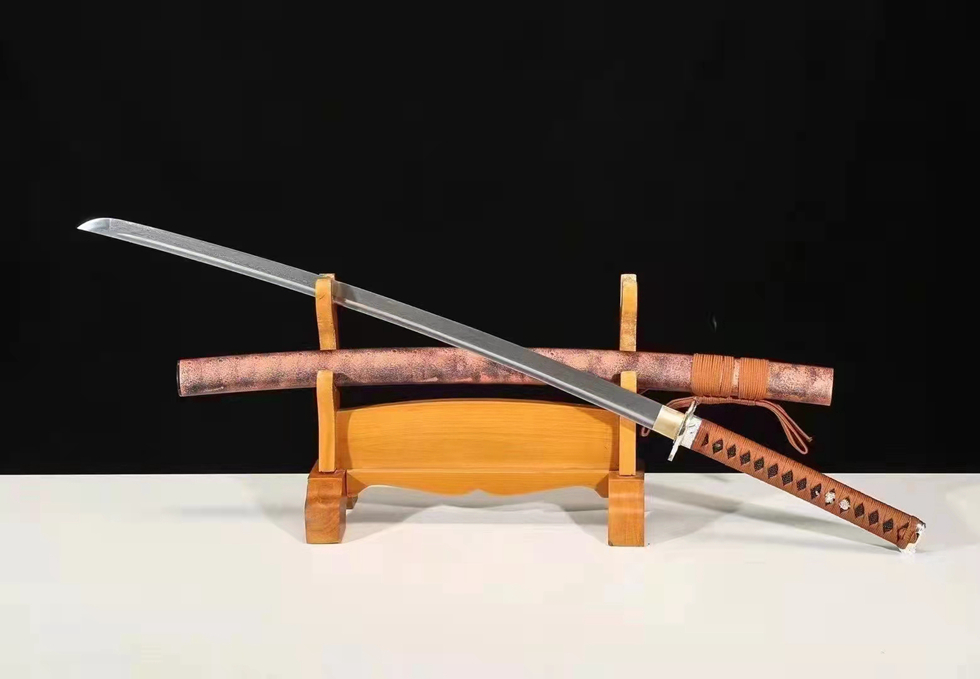 三色铜“青龙刀盘”武士刀（黑檀