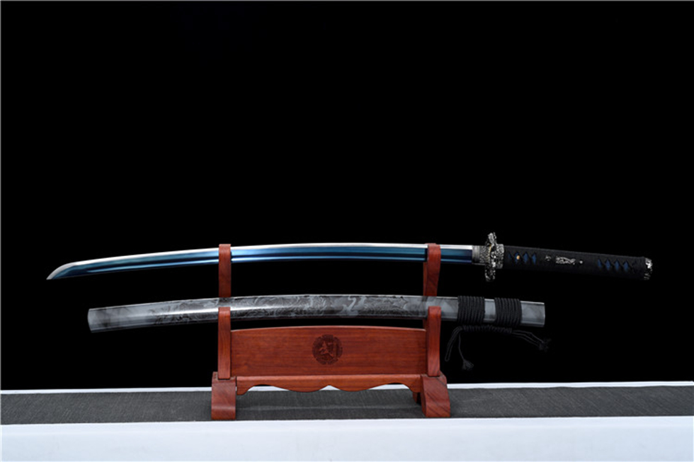 三色铜“青龙刀盘”武士刀（黑檀
