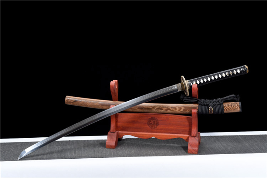 三色铜“青龙刀盘”武士刀（黑檀