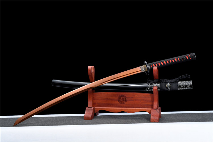 三色铜“青龙刀盘”武士刀（黑檀