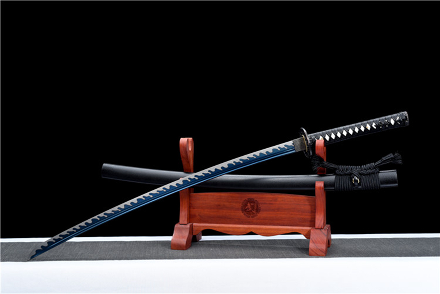 三色铜“青龙刀盘”武士刀（黑檀