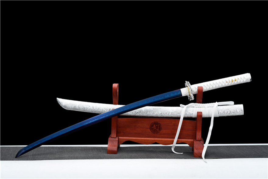 三色铜“青龙刀盘”武士刀（黑檀
