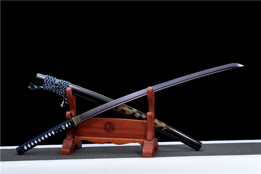 三色铜“青龙刀盘”武士刀（黑檀
