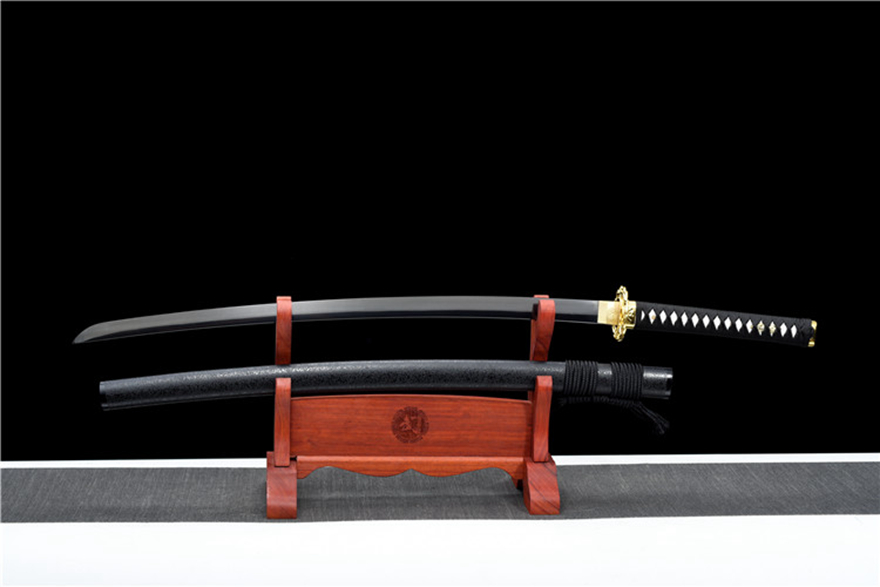三色铜“青龙刀盘”武士刀（黑檀
