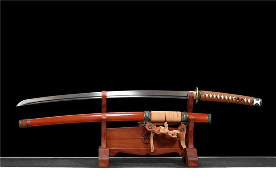 三色铜“青龙刀盘”武士刀（黑檀