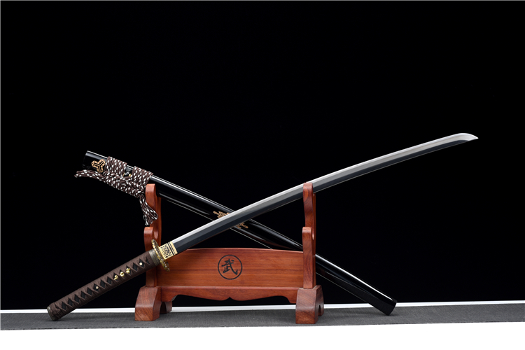 三色铜“青龙刀盘”武士刀（黑檀