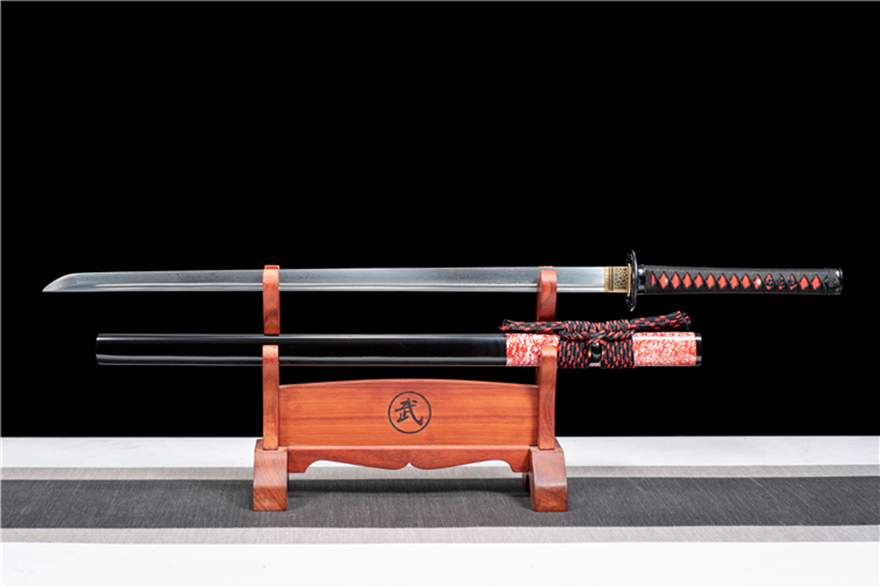 三色铜“青龙刀盘”武士刀（黑檀