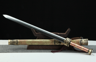 三色铜“青龙刀盘”武士刀（黑檀
