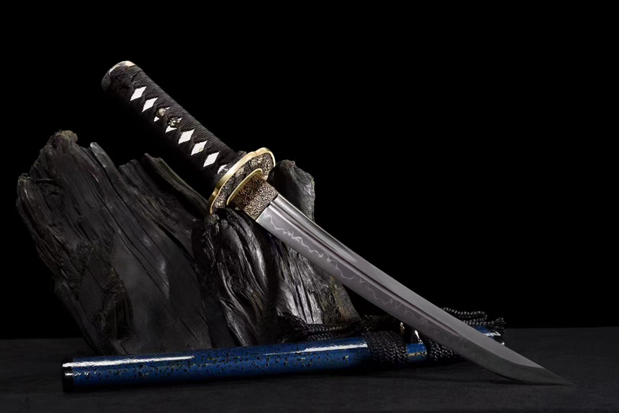 三色铜“青龙刀盘”武士刀（黑檀