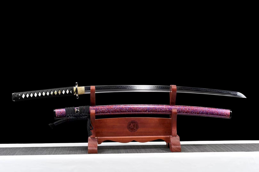三色铜“青龙刀盘”武士刀（黑檀