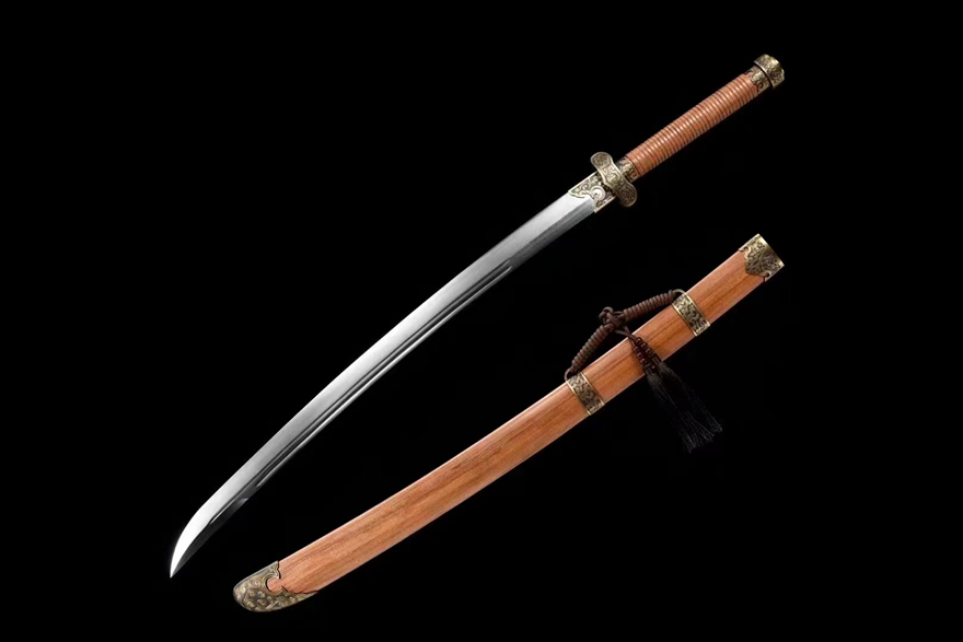 三色铜“青龙刀盘”武士刀（黑檀