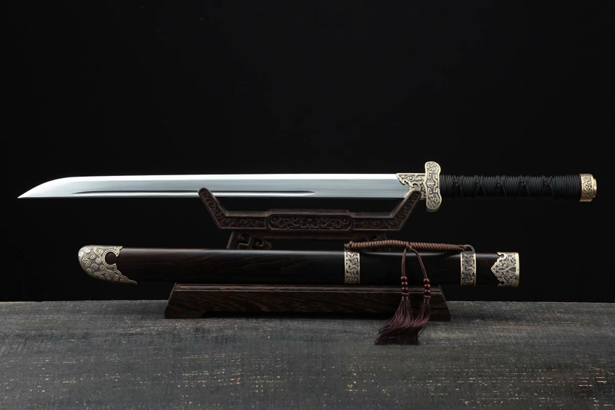 三色铜“青龙刀盘”武士刀（黑檀