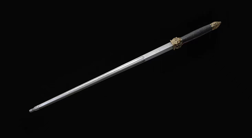三色铜“青龙刀盘”武士刀（黑檀