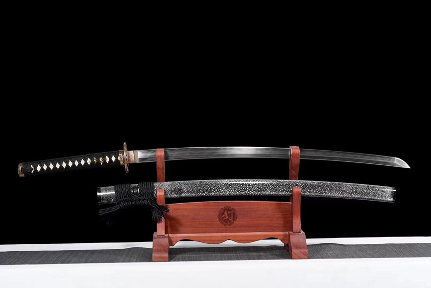 三色铜“青龙刀盘”武士刀（黑檀