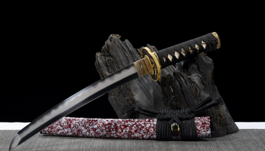 三色铜“青龙刀盘”武士刀（黑檀