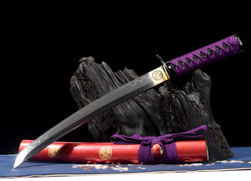 三色铜“青龙刀盘”武士刀（黑檀