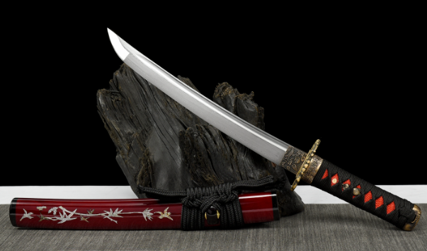 三色铜“青龙刀盘”武士刀（黑檀