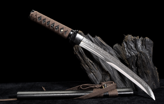 三色铜“青龙刀盘”武士刀（黑檀