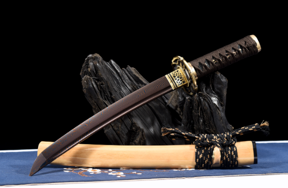 三色铜“青龙刀盘”武士刀（黑檀