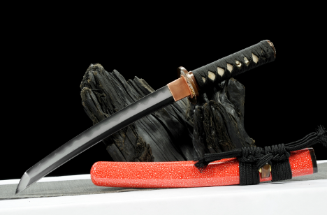三色铜“青龙刀盘”武士刀（黑檀