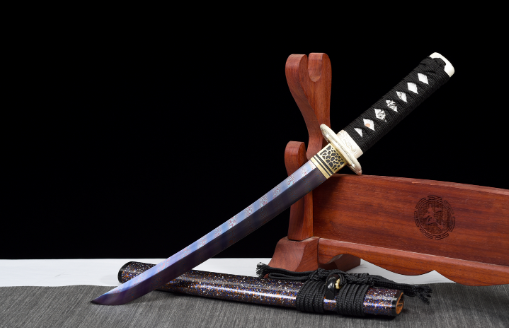 三色铜“青龙刀盘”武士刀（黑檀