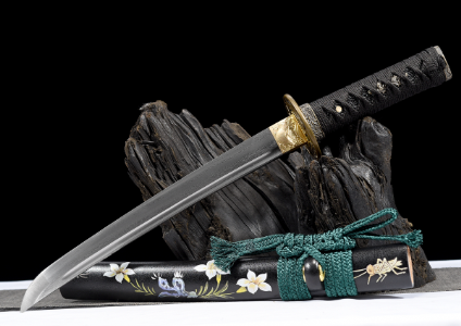 三色铜“青龙刀盘”武士刀（黑檀