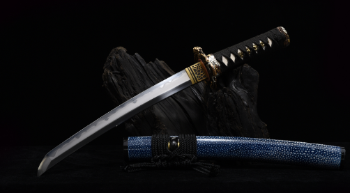 三色铜“青龙刀盘”武士刀（黑檀