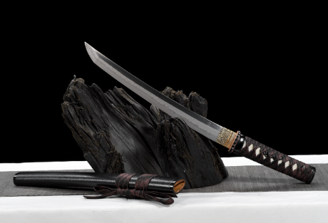 三色铜“青龙刀盘”武士刀（黑檀