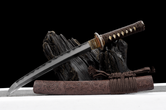 三色铜“青龙刀盘”武士刀（黑檀
