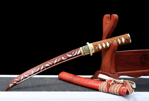 三色铜“青龙刀盘”武士刀（黑檀