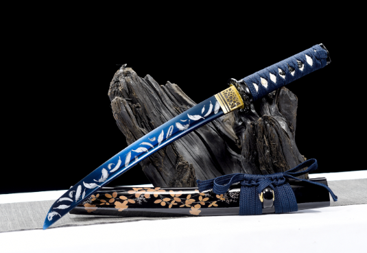 三色铜“青龙刀盘”武士刀（黑檀