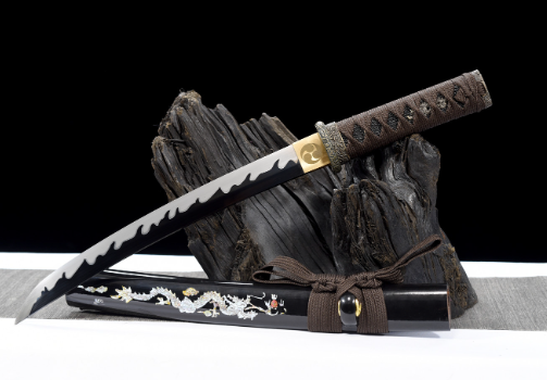 三色铜“青龙刀盘”武士刀（黑檀