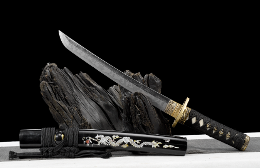 三色铜“青龙刀盘”武士刀（黑檀