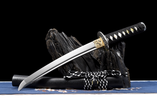 三色铜“青龙刀盘”武士刀（黑檀
