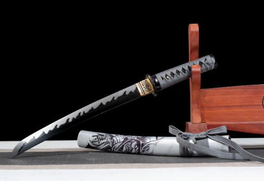 三色铜“青龙刀盘”武士刀（黑檀