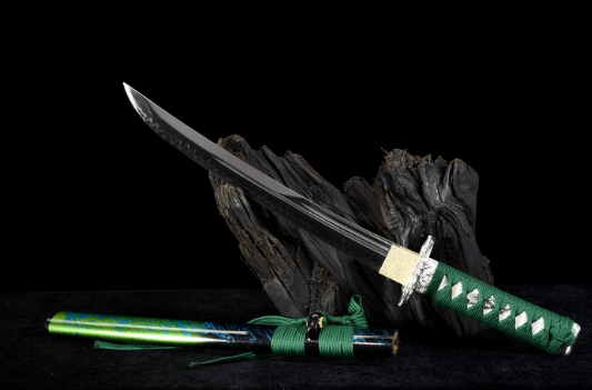 三色铜“青龙刀盘”武士刀（黑檀