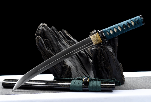 三色铜“青龙刀盘”武士刀（黑檀