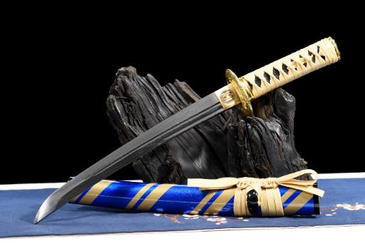 三色铜“青龙刀盘”武士刀（黑檀