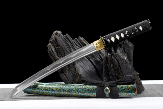 三色铜“青龙刀盘”武士刀（黑檀