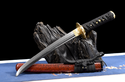 三色铜“青龙刀盘”武士刀（黑檀