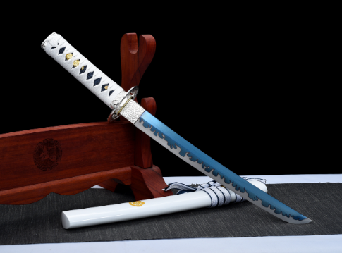三色铜“青龙刀盘”武士刀（黑檀