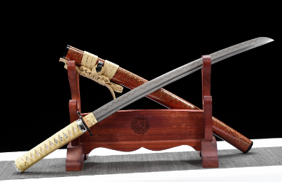 三色铜“青龙刀盘”武士刀（黑檀