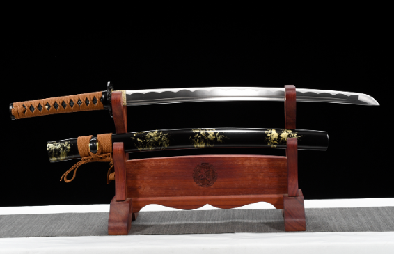 三色铜“青龙刀盘”武士刀（黑檀