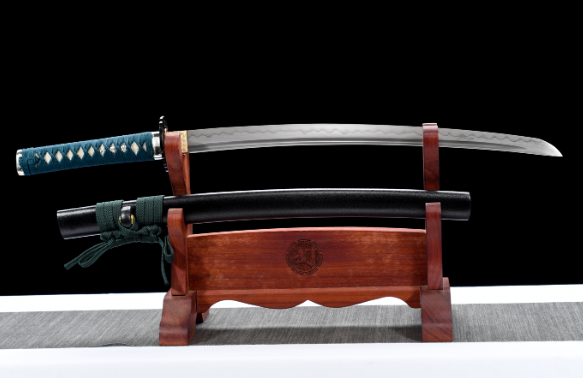 三色铜“青龙刀盘”武士刀（黑檀