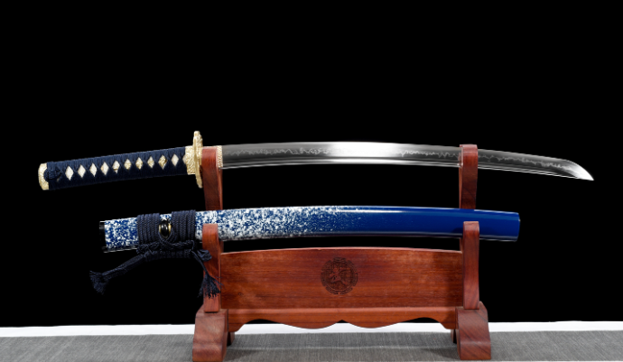 三色铜“青龙刀盘”武士刀（黑檀